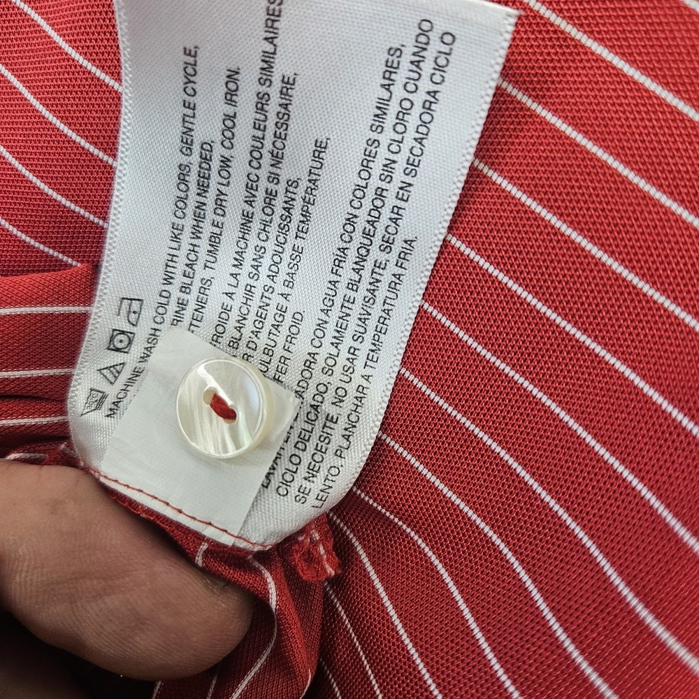 Trump Golf Polo Shirt Greg Norman Red White Striped Men's Small Play Dry - Picture 9 of 13